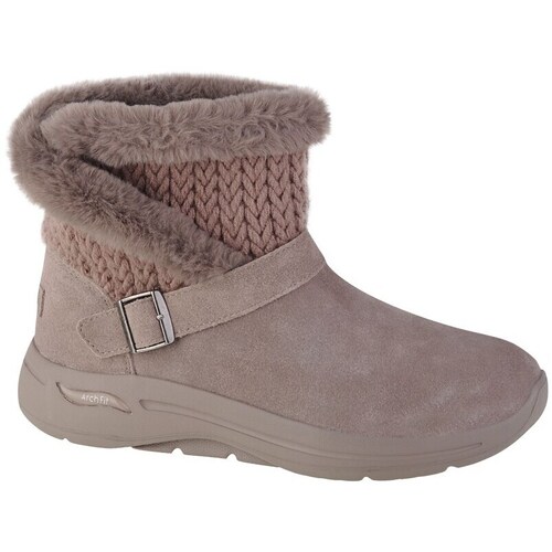 Sapatos Mulher Botins Skechers GO Walk Arch Fit True Embrace Castanho