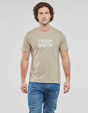 Teddy Smith Woven Lasdun Shirt Cream canvas overshirt with back logo Woven Lasdun Shirt