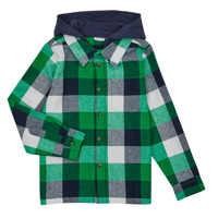 Textil Rapaz Camisa Name it NKMLANE LS OVERSHIRT WH Verde / Marinho / Branco
