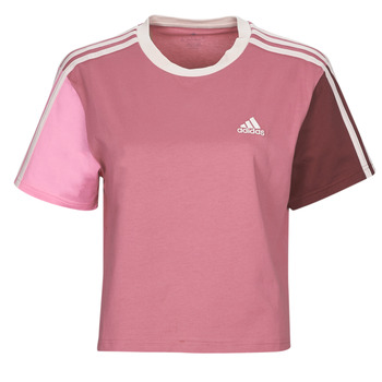 Textil Mulher T-Shirt mangas curtas Adidas Sportswear 3S CR TOP Bordô / Rosa