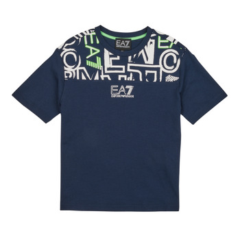 Textil Rapaz T-Shirt mangas curtas Emporio Armani EA7 12 Marinho / Branco / Verde