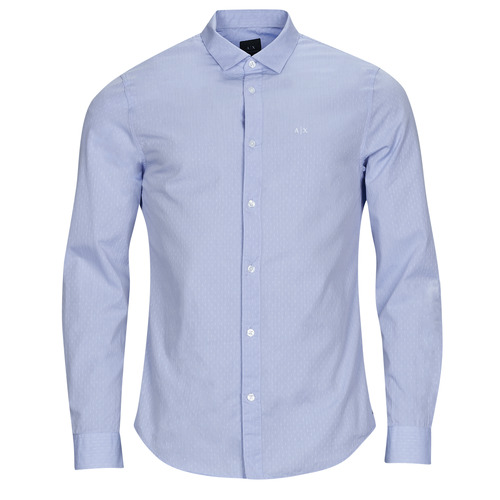 Textil Homem Camisas mangas comprida ecstasy Armani Exchange 3RZC36 Azul / Céu