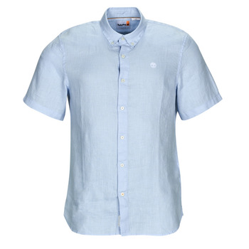 Textil Homem Camisas mangas curtas Timberland SS Mill River Linen Shirt Slim Azul / Céu