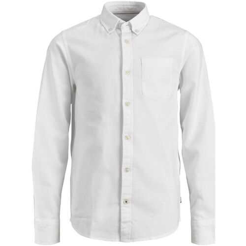 Textil Rapaz Camisas mangas comprida Descubra as nossas exclusividades 12183229 JJEOXFORD SHIRT-WHITE Branco