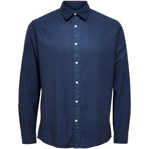 Textil Homem Camisas mangas comprida Selected 16087722 REGPASTEL-NAVY BLAZER Azul