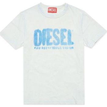 Textil Criança T-shirts e Pólos Diesel J01130 0KFAV - TDIEGORE6-K50G WHITE/SKY Branco