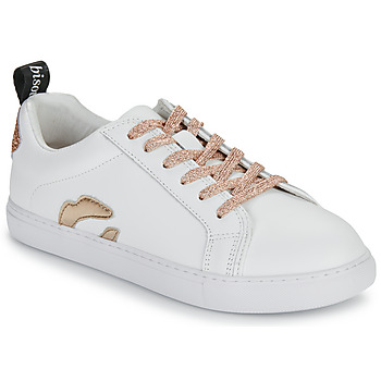 Sapatos Mulher Sapatilhas Bons baisers de Paname BETTYS METALIC ROSE GOLD LACE Branco / Rosa / Ouro