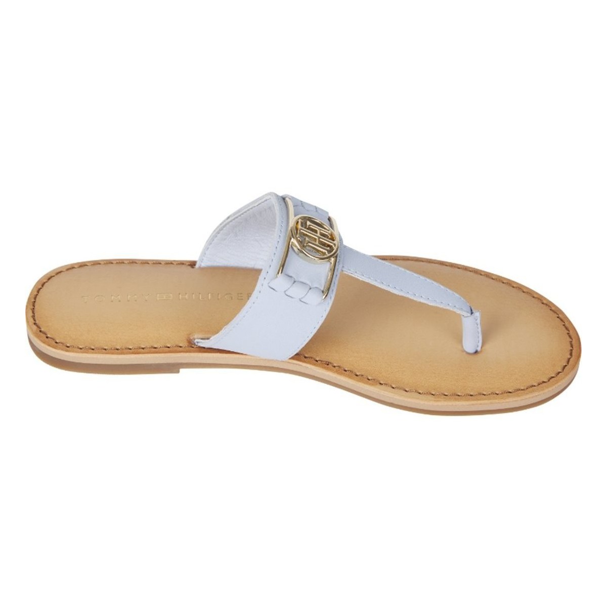 Sapatos Mulher Chinelos Tommy Hilfiger TH HARDWARE FLAT LEATHER MULE Branco