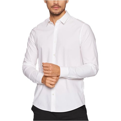 Textil Homem Camisas mangas comprida Three quarter sleeve collared dress with a front button-up placket and a straight vented hemline J30J319065 Branco