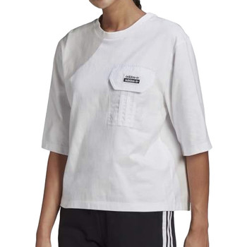 Textil Mulher T-Shirt mangas curtas damen adidas Originals  Branco
