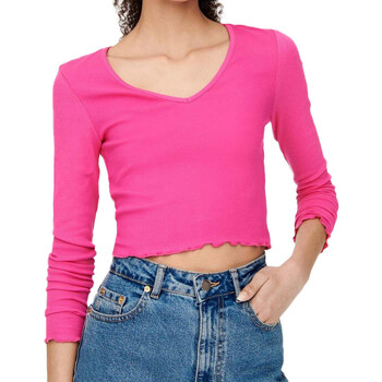 Textil Mulher T-shirt fleece mangas compridas Only  Rosa