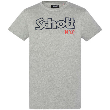 Textil Homem T-Shirt mangas curtas Schott  Cinza