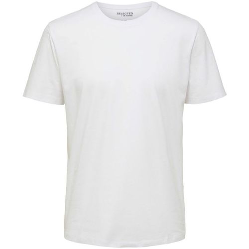 Textil Homem For a more lady-like approach wear your T-shirt with a printed Selected 16087842 HASPEN-BRIGHT WHITE Branco