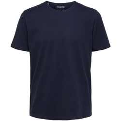 Textil Homem T-shirts e Pólos Selected Noos T-Shirt Pan Linen - Navy Blazer Azul