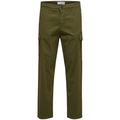 Textil Homem Calças Selected Double RLs slimmest shirt fit Wick Cargo - Winter Moss Verde