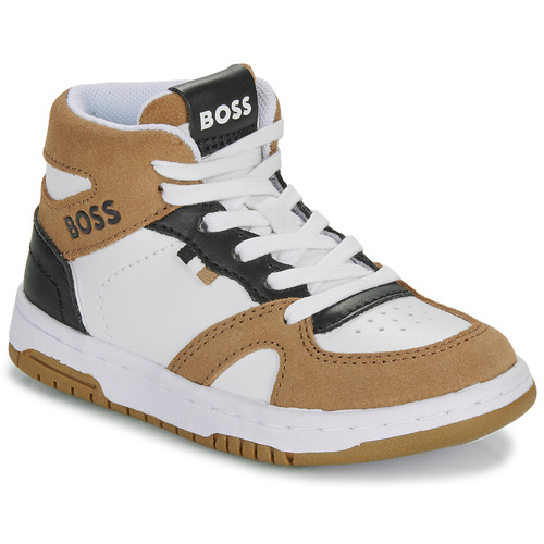 Sapatos Rapaz Polos mangas curta BOSS J29367 Branco / Camel / Preto