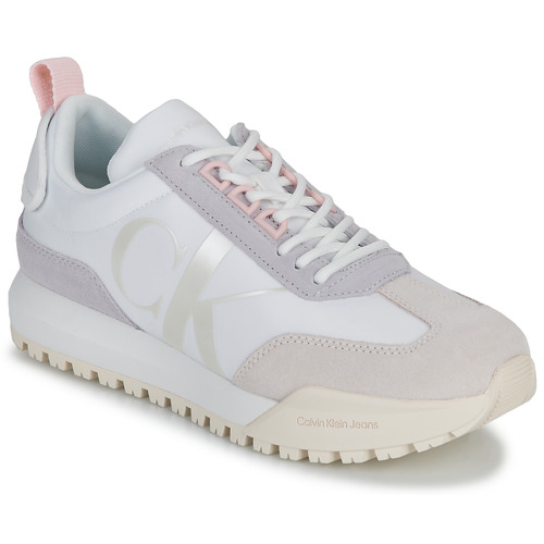 Sapatos Mulher Sapatilhas Vulc Calvin Klein Jeans TOOTHY RUNNER LACEUP MIX PEARL Branco / Bege