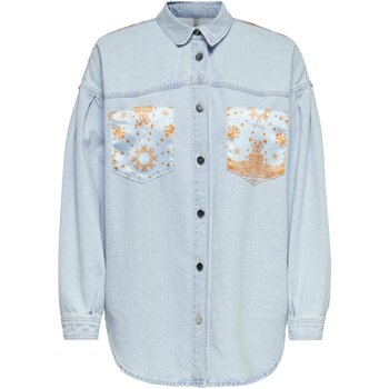 Only ONLCAMILLE LS PATCH DNM SHIRT CRO Azul