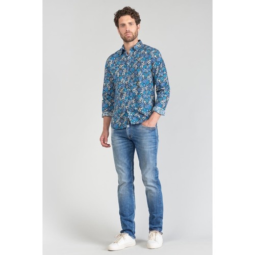 Textil Homem Camisas mangas comprida Franjas / Pompons Camisa GRIBA Azul