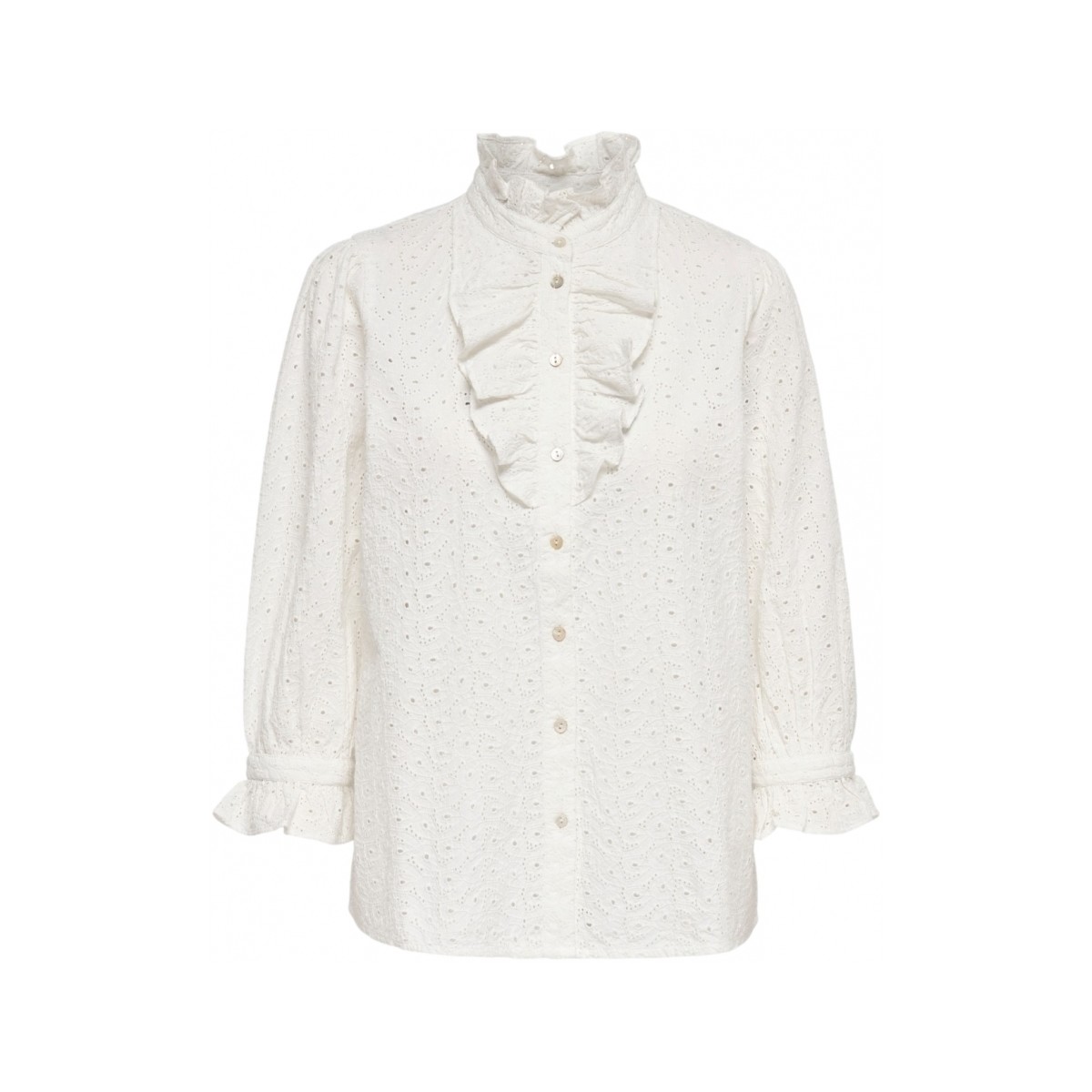 Textil Mulher Tops / Blusas La Strada Camisa Neela Broderie - Star White Branco