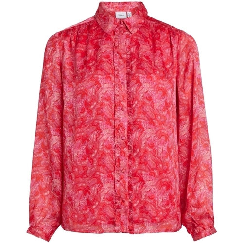 Textil Mulher Tops / Blusas Vila Camisa Layla Vie L/S - Pink Yarrow Vermelho
