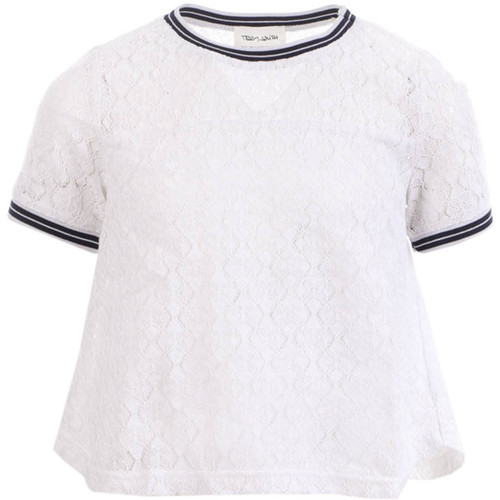 Textil Rapariga geometric-embroidered wool polo shirt Teddy Smith  Branco