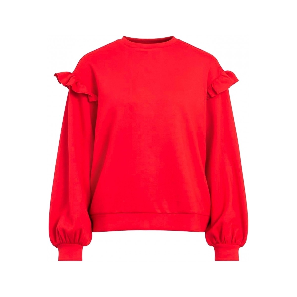 Textil Mulher Sweats Vila Sweat Sif Flounce L/S - Pompeian Red Vermelho