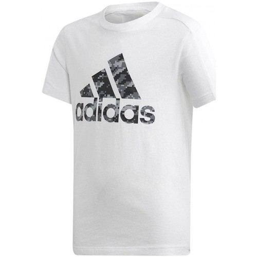 Textil Rapaz T-Shirt mangas curtas Silver adidas Originals Yb Id Tee Branco