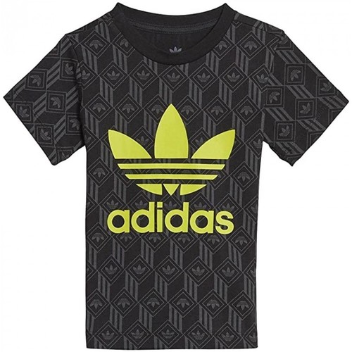 Textil Criança T-shirt Knitwear mangas compridas adidas Originals Tref Tee Preto