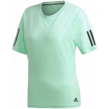 Textil Mulher Camper T-Shirt in Colour-Block-Optik Weiß adidas Originals 3 Stripe Casual Running Verde