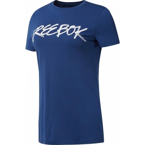 Textil Mulher T-shirts e Pólos Reebok Zapatilla Sport Script Tee Azul