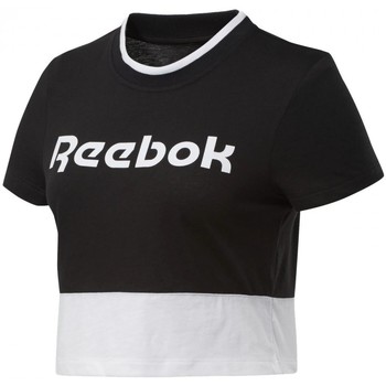 Textil Mulher Camper T-Shirt in Colour-Block-Optik Weiß Reebok Sport Te Linear Logo Crop Tee Preto