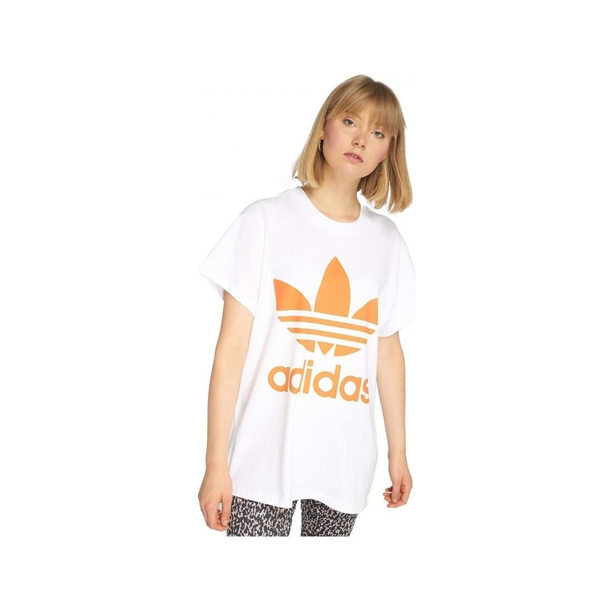 Textil Mulher T-shirts e Pólos adidas Originals Oversize Trefoil Tee Branco