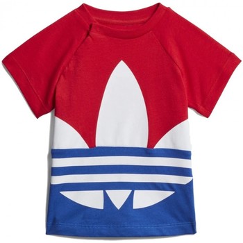 Textil Criança T-Shirt mangas curtas BAGS adidas Originals Big Trefoil Tee Vermelho