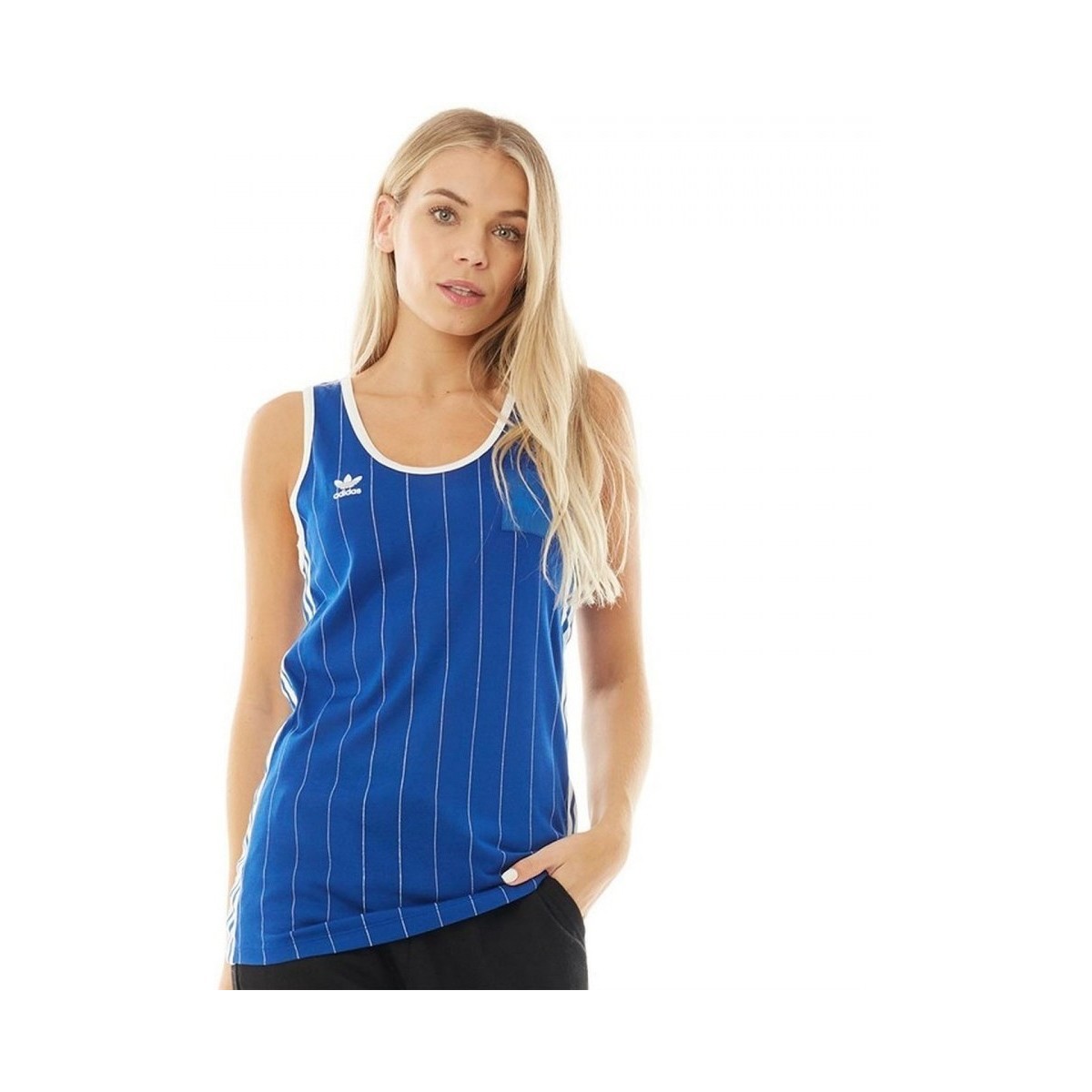 Textil Mulher Tops sem mangas adidas Originals FL Pinstripe Azul