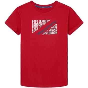 Textil Rapaz T-Shirt mangas uniques Pepe jeans  Vermelho