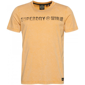 Textil Homem Short Sleeve Classic Collar Shirt in Organic Handkerchief Linen Superdry Vintage corp logo Bege