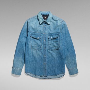 Textil Homem Camisas mangas comprida G-Star Raw D23006 D303 DAKOTA SHIRT-B890 FADED CADET BLUE Azul