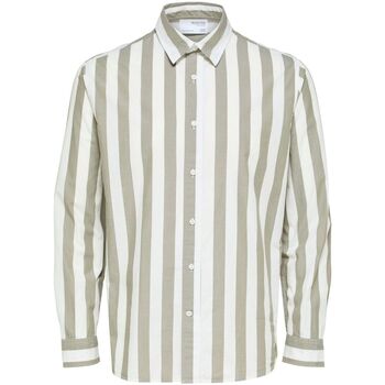 Textil Homem Camisas mangas comprida Selected 16088289 REGREDSTER-VETIVER Branco