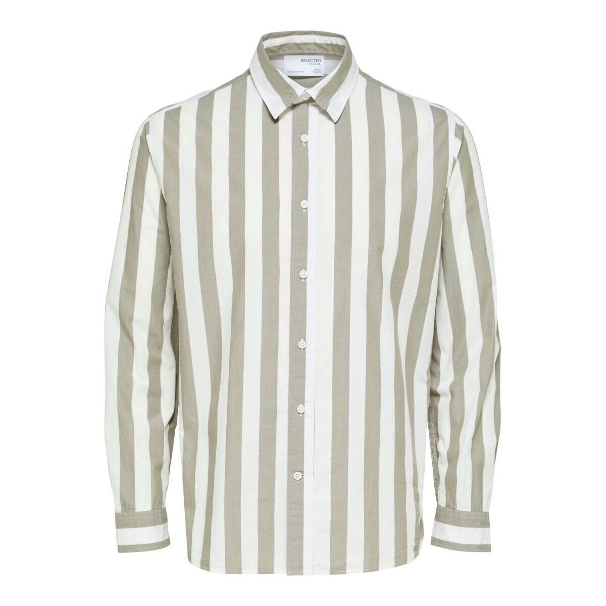 Textil Homem Camisas mangas comprida Selected 16088289 REGREDSTER-VETIVER Branco