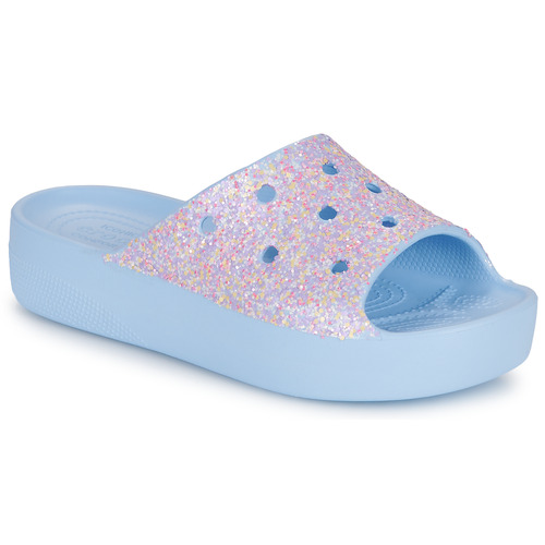 Sapatos Mulher chinelos Crocs Inspires ClassicPlatformGlitterSlideW Azul / Glitter
