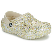 Sapatos Rapariga Tamancos Crocs Sabot Classic Lined Glitter Clog K Bege / Ouro