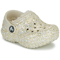 Sapatos Rapariga Tamancos Crocs Sandal Classic Lined Glitter Clog T Bege / Ouro