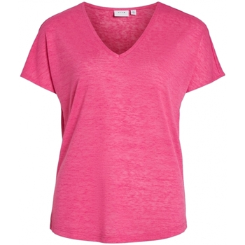 Textil Mulher The Dust Company Vila Top Amer S/S - Pink Yarrow Rosa