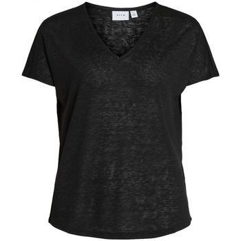 Textil Mulher T-shirts e Pólos Vila Top Amer S/S - Black Preto
