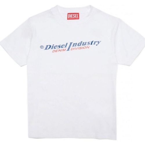 Textil Criança flaming logo crew-neck T-shirt Diesel J001132 00YI9 TDIEGORIND-K100 Branco