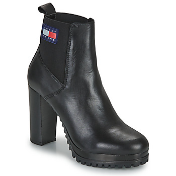 Sapatos Mulher Botins Tommy Jeans Essentials High Heel Boot Preto