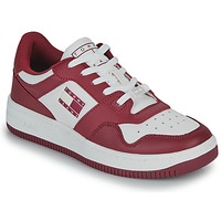 Sapatos Mulher Sapatilhas Tommy Sneakers Jeans TJW RETRO BASKET LEATHER Branco / Vermelho