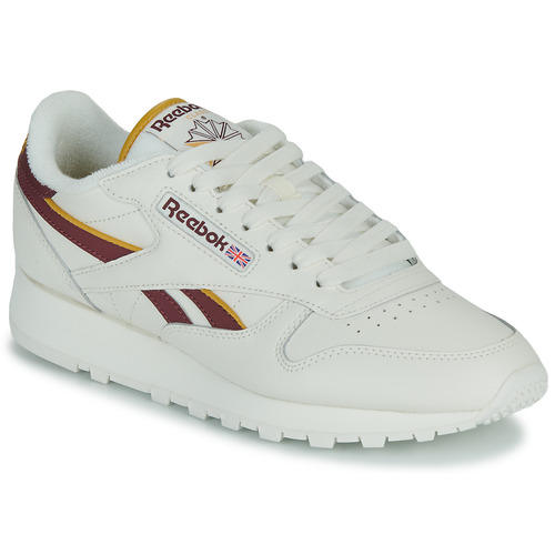 Sapatos Sapatilhas Purple Reebok Classic CLASSIC LEATHER Branco / Bordô / Amarelo