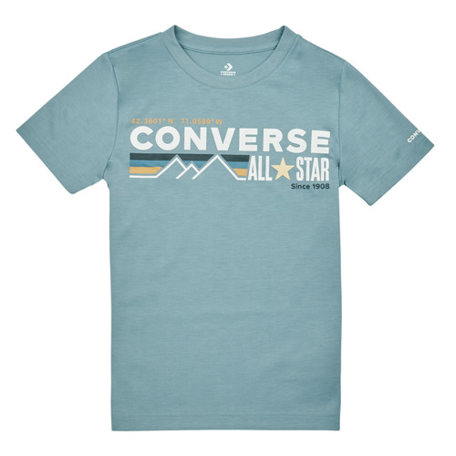 Textil Rapaz T-Shirt mangas pack Converse WORDMARKCHESTSTRIPE Azul